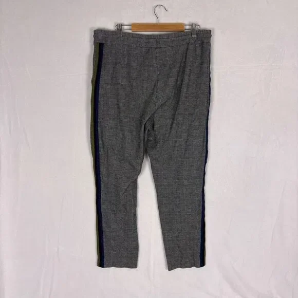 Maeve by Anthropologie Black Plaid with Sparkle Striped Side Pants Size Large - Picture 8 of 12